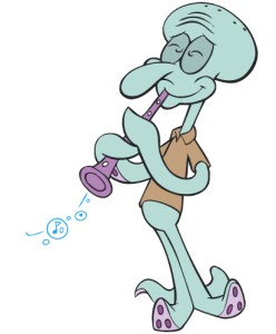 Cartoon of Squidward playing clarinet